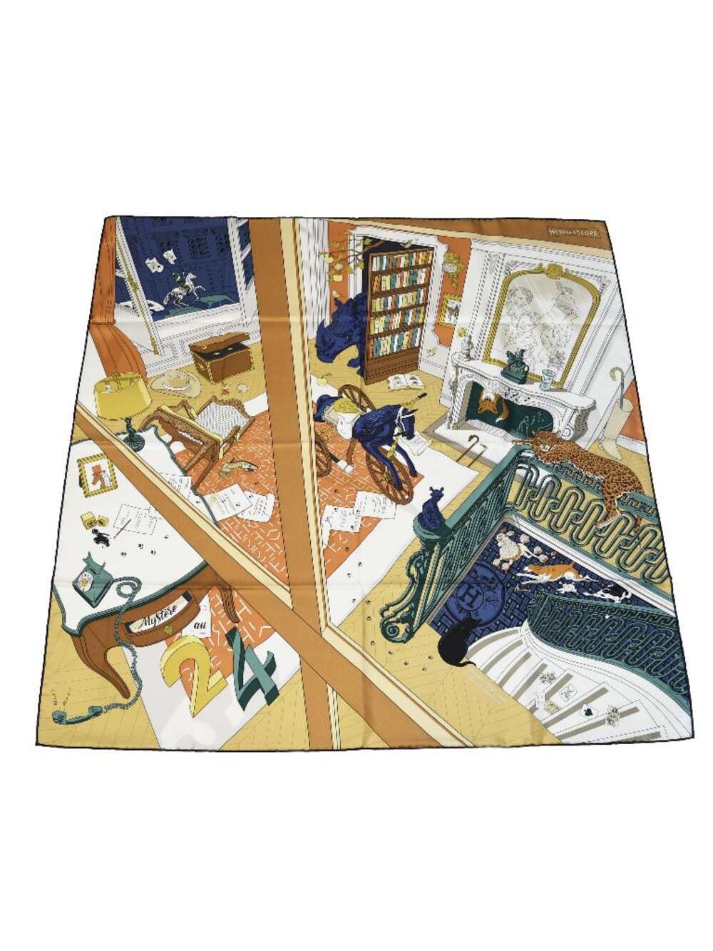 Hermes Mystere Au 24 Faubourg 90 Silk Square Scarf Multicolor